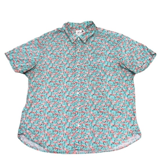 Bonobos Button Down Shirt Size XXL Slim Blue Pink Flamingo Pront - Picture 1 of 8
